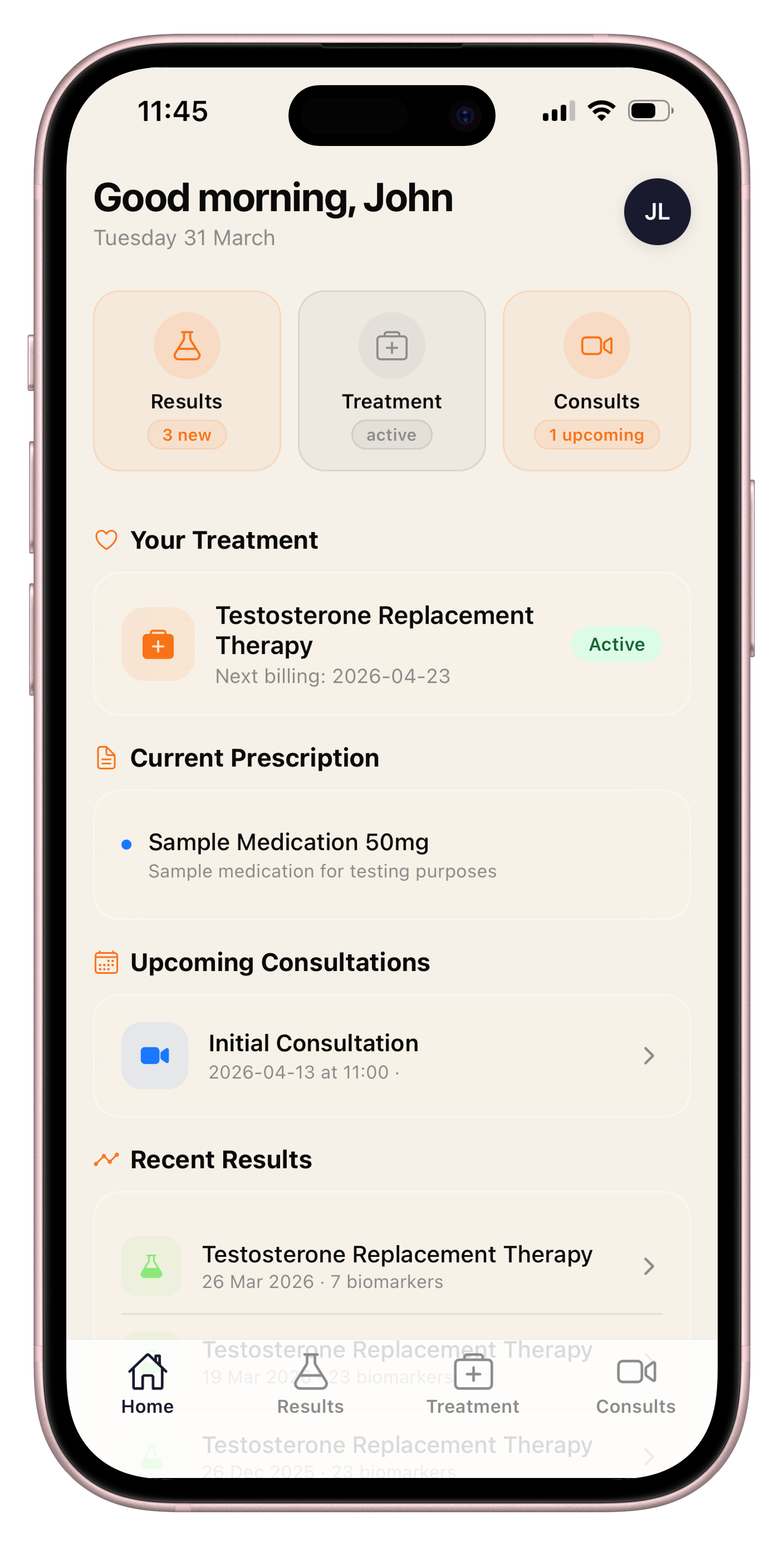 Heracles biomarker results app screen