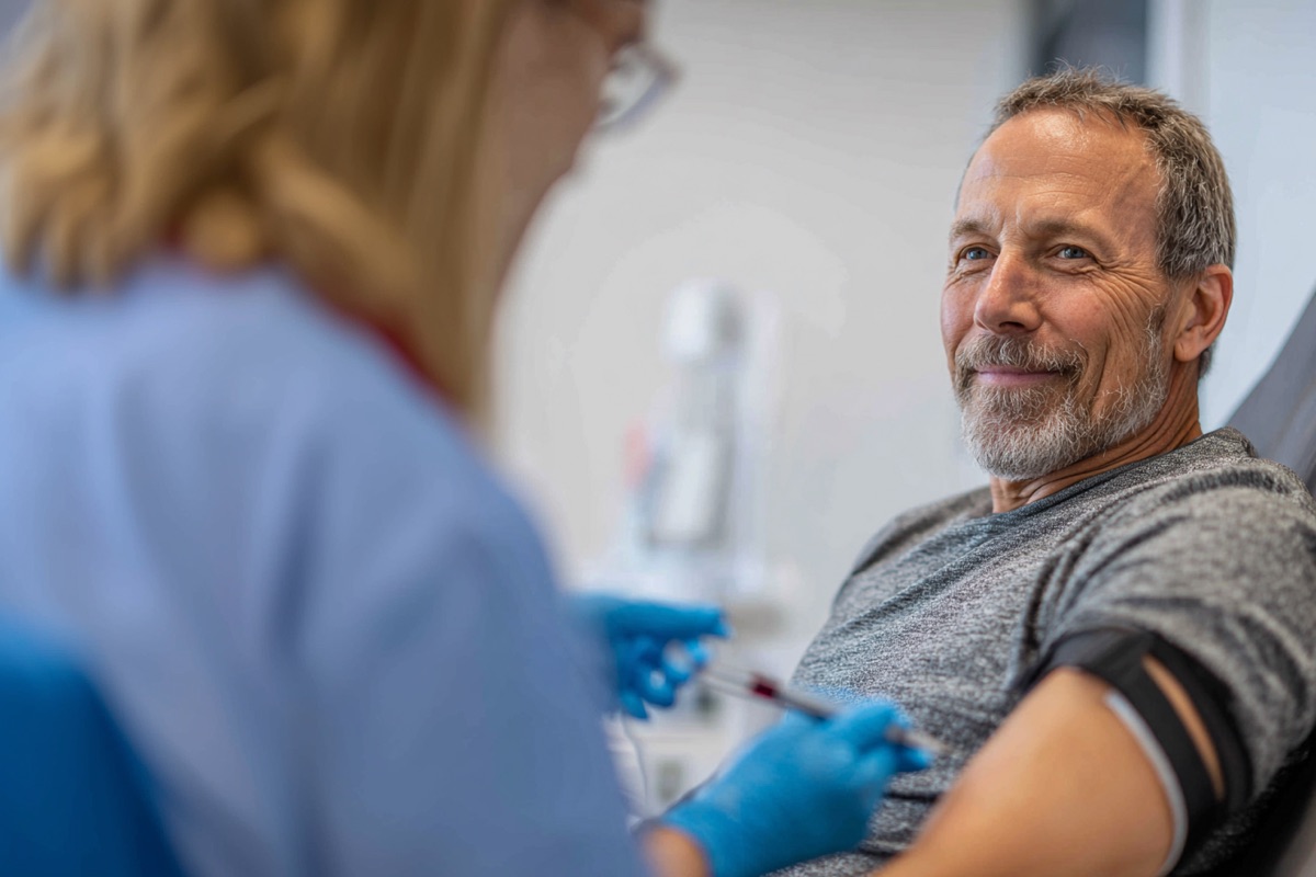 Nurse administering blood draw