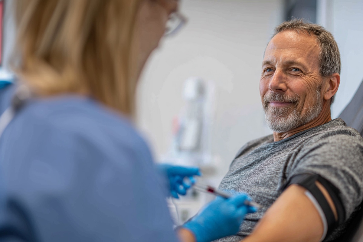 Nurse administering blood draw