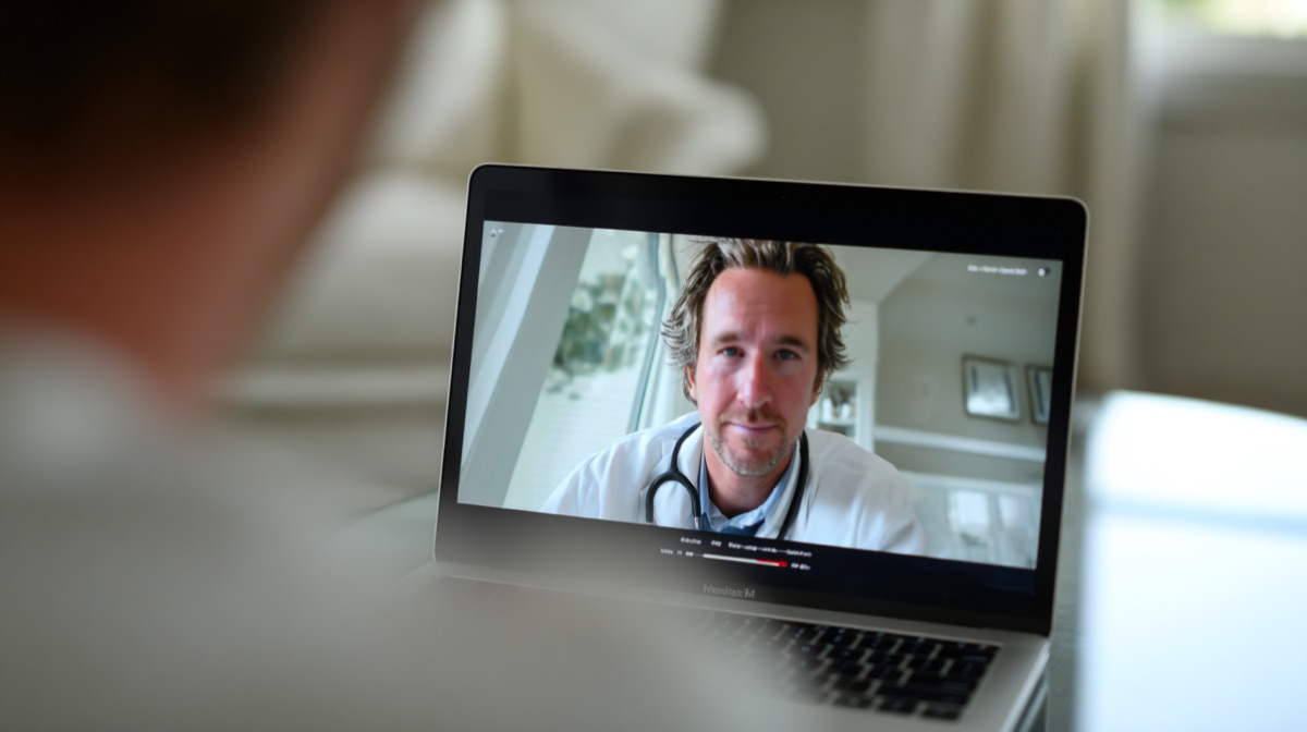 Specialist reviewing results on video call